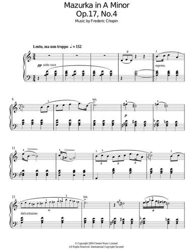 Mazurka In A Minor, Op.17, No. 4