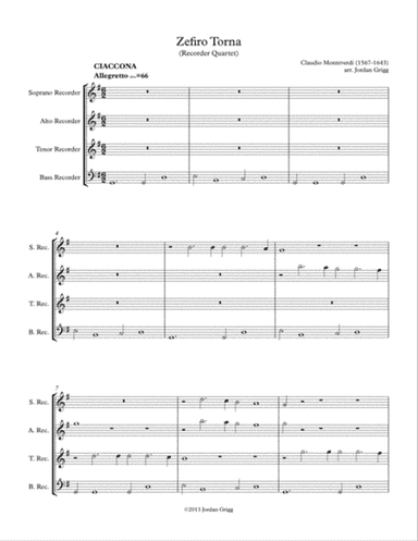 Zefiro Torna (Recorder Quartet)