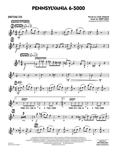 Pennsylvania 6-5000 (arr. Rick Stitzel) - Baritone Sax