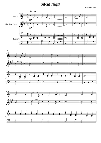 Franz Gruber - Silent Night (Oboe and Alto Saxophone Duet)