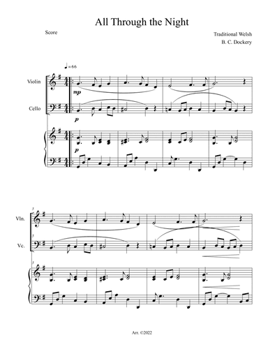 All Through the Night (Violin and Cello Duet with Piano Accompaniment)