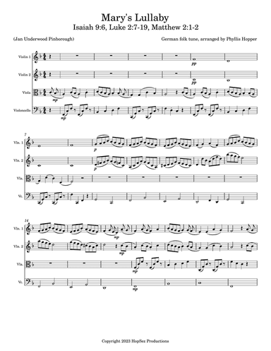 Mary's Lullaby - String Quartet