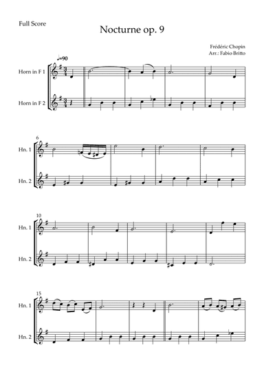Nocturne Op.9 No. 2 (Frédéric Chopin) for Horn in F Duo