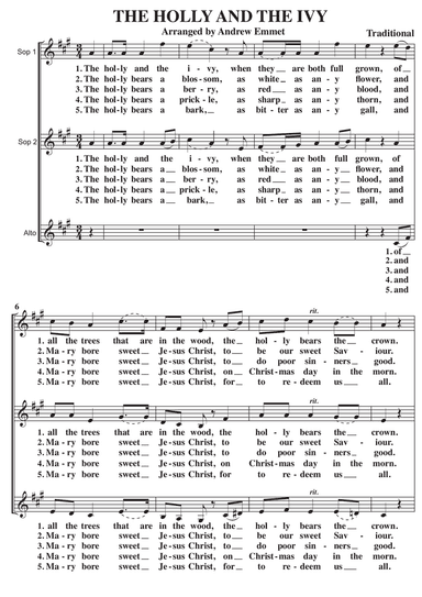 The Holly And The Ivy A Cappella SSA