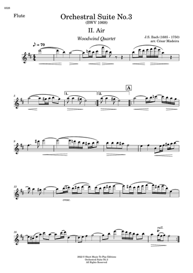 Air on G String - Woodwind Quartet (Individual Parts)
