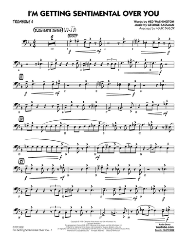 I'm Getting Sentimental Over You (arr. Mark Taylor) - Trombone 4