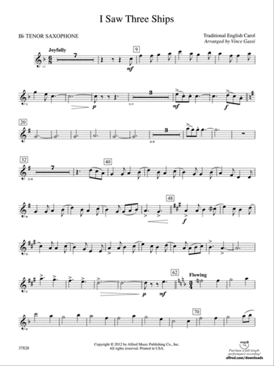 I Saw Three Ships: B-flat Tenor Saxophone