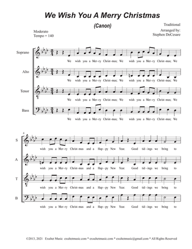 We Wish You A Merry Christmas (Canon) (Vocal Quartet - (SATB)