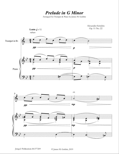 Scriabin: Prelude in G Minor for Trumpet & Piano