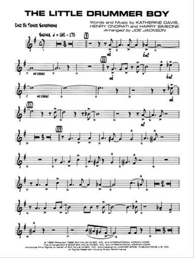 The Little Drummer Boy: 2nd B-flat Tenor Saxophone