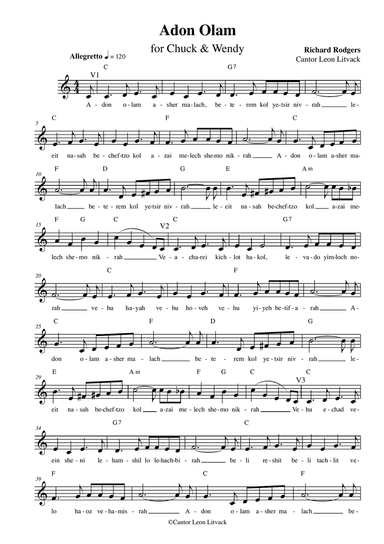 Adon Olam Do-Re-Mi (from The Sound of Music), for solo voice and guitar