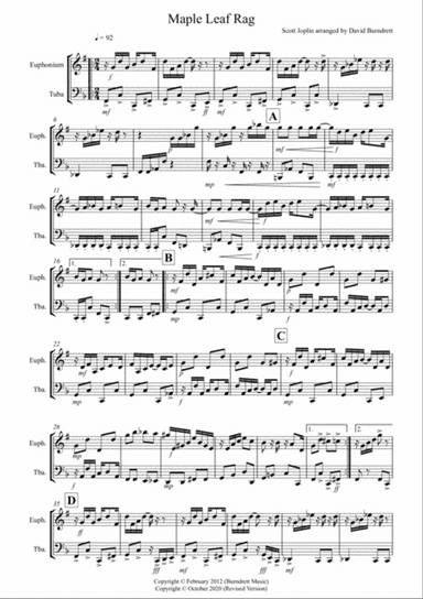 Maple Leaf Rag for Euphonium and Tuba Duet