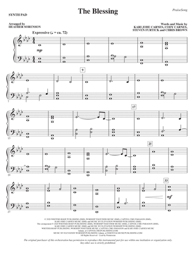 The Blessing (arr. Heather Sorenson) - Synthesizer