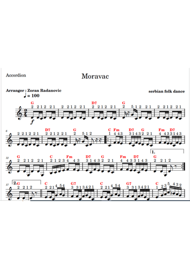 Moravac kolo - C major - for quartet