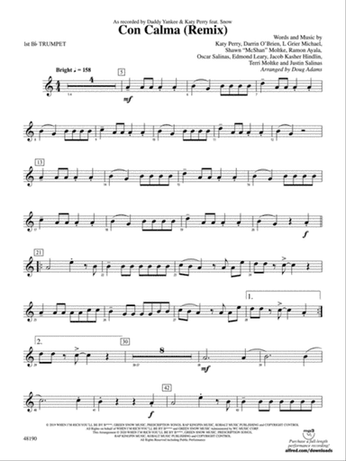 Con Calma (Remix): 1st B-flat Trumpet