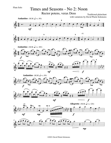 Times and Seasons for flute solo No 2: Noon
