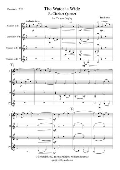 The Water is Wide (Clarinet Quartet)