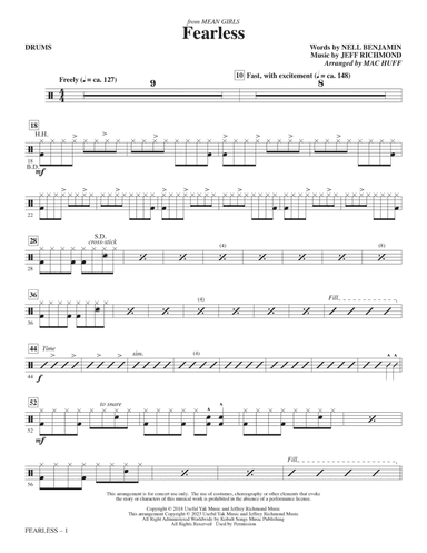Fearless (from Mean Girls: The Broadway Musical) (arr. Mac Huff) - Drums