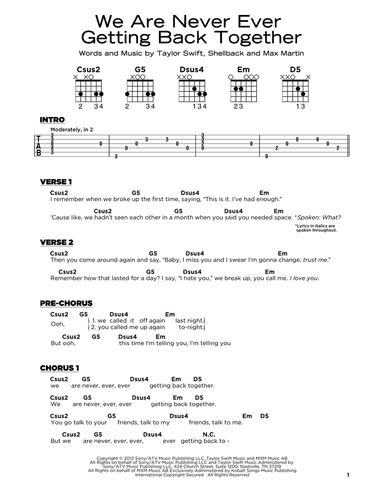 We Are Never Ever Getting Back Together