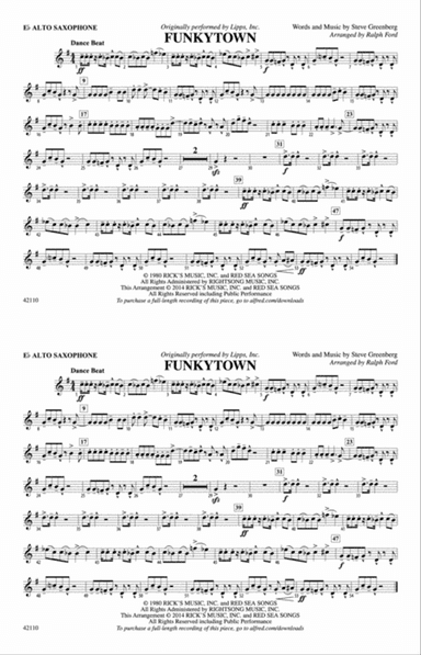 Funkytown: E-flat Alto Saxophone