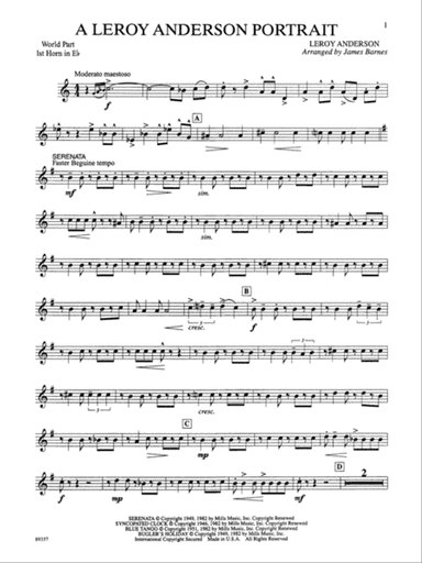 Leroy Anderson Portrait: WP 1st Horn in E-flat