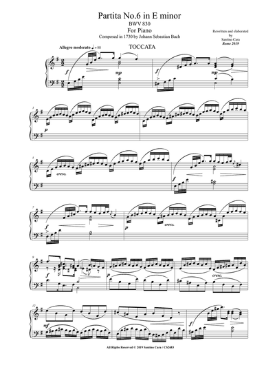 Bach - Partita No.6 in E minor BWV 830 for Piano