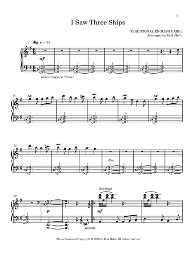 I Saw Three Ships (piano solo)
