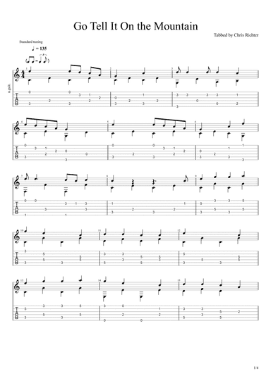 Go Tell It On the Mountain (Solo Fingerstyle Guitar Tab)