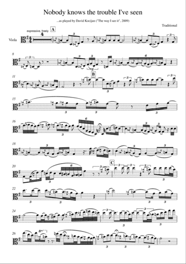 Nobody knows the trouble I've seen (viola)