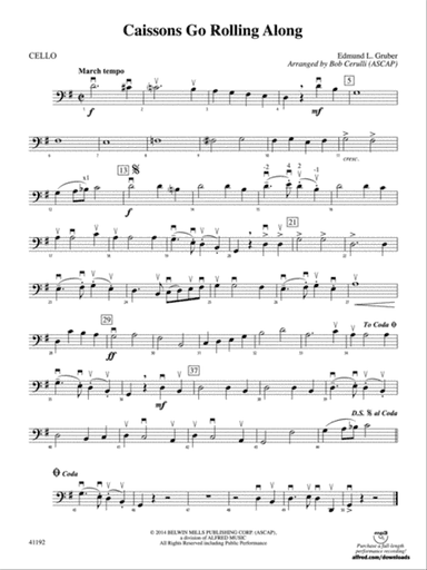 Caissons Go Rolling Along: Cello