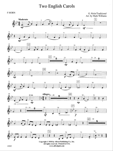 Two English Carols: 1st F Horn