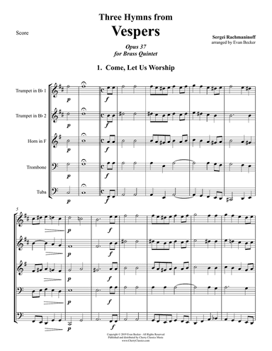 Three Hymns from "Vespers" for Brass Quintet