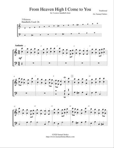 From Heaven High I Come to You (From Heaven Above to Earth I Come) - for 3-octave handbell choir