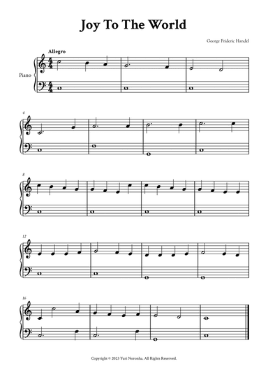 Joy To The World - Easy Piano (C Major)