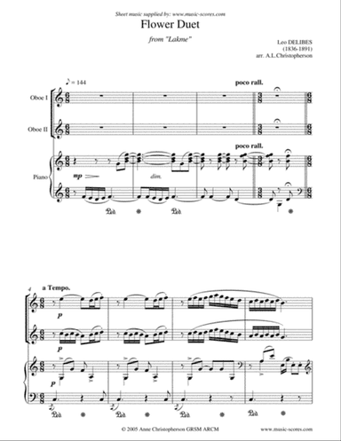 Flower Duet from Lakme - 2 Oboes and Piano
