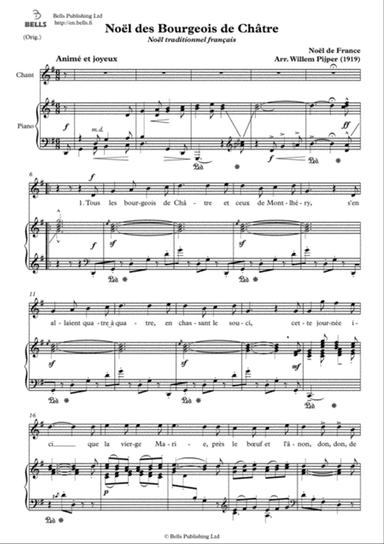 Noel des Bourgeois de Chatre (Original key. G Major)
