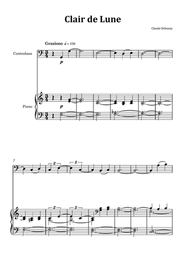 Clair de Lune by Debussy - Double Bass and Piano