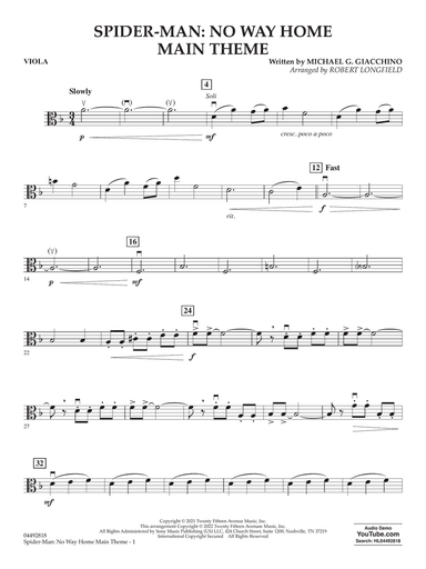 Spider-Man: No Way Home Main Theme (arr. Robert Longfield) - Viola