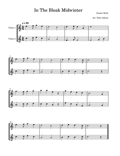 In The Bleak Midwinter (Easy Violin Duet)