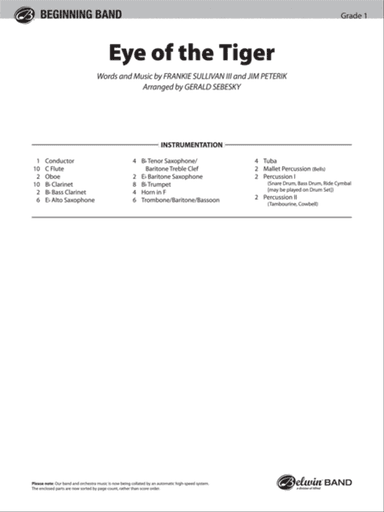 Eye of the Tiger: Score