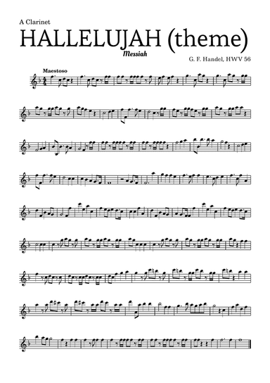 Aleluia (HALLELUJAH), of the Messiah - for A Clarinet and accompaniment