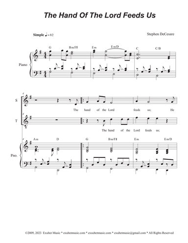 The Hand Of The Lord Feeds Us (2-part choir - (Soprano and Tenor)