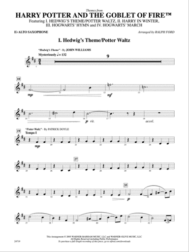 Harry Potter and the Goblet of Fire, Themes from: E-flat Alto Saxophone