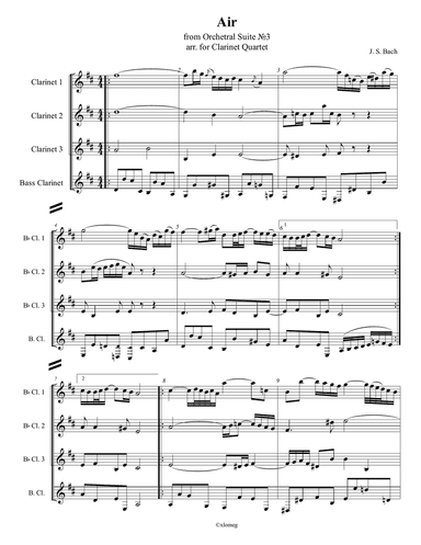 J. S. Bach - Air from Orchestral Suite No.3 in D major, arr. for Clarinet Quartet