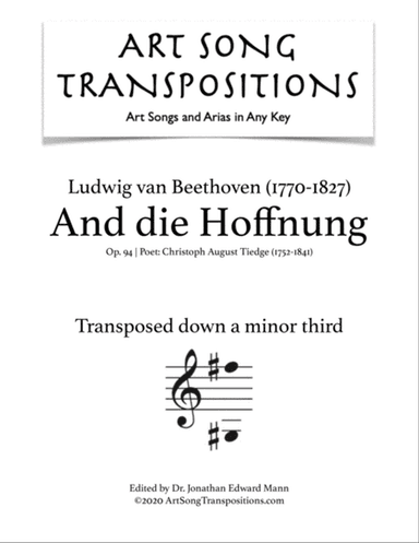 BEETHOVEN: An die Hoffnung, Op. 94 (transposed down a minor third)