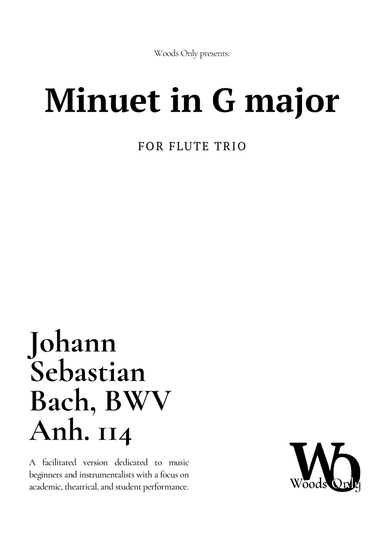 Minuet in G major by Bach for Flute Trio