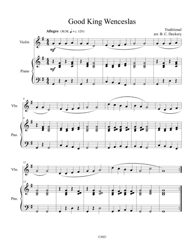 Good King Wenceslas (Violin Solo with Piano Accompaniment)