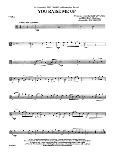 You Raise Me Up (as recorded by Josh Groban): Viola