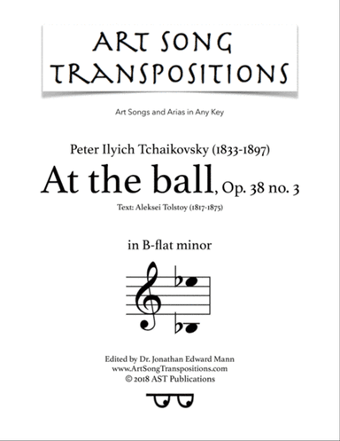 TCHAIKOVSKY: Средь шумного бала, Op. 38 no. 3 (transposed to B-flat minor, "At the ball")