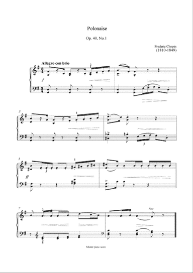 Chopin - Polonaise Op.40,No.1 (Easy piano arrangement)